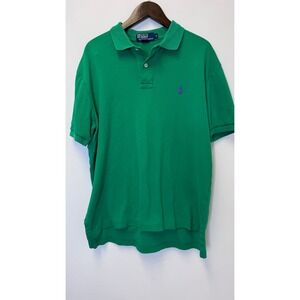 Polo Ralph Lauren Mens Green Short Sleeve Cotton Polo Shirt Purple Pony Size M